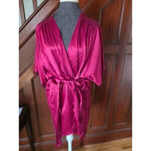 Victorias Secret Red 100% Silk Kimono Robe With Lace Trim Size S/M 100% Silk NWT